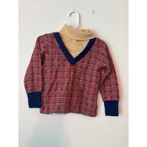 Vtg Carter's 100% Acrylic Turtleneck Sweater Fair Isle Toddler Boys 4T
